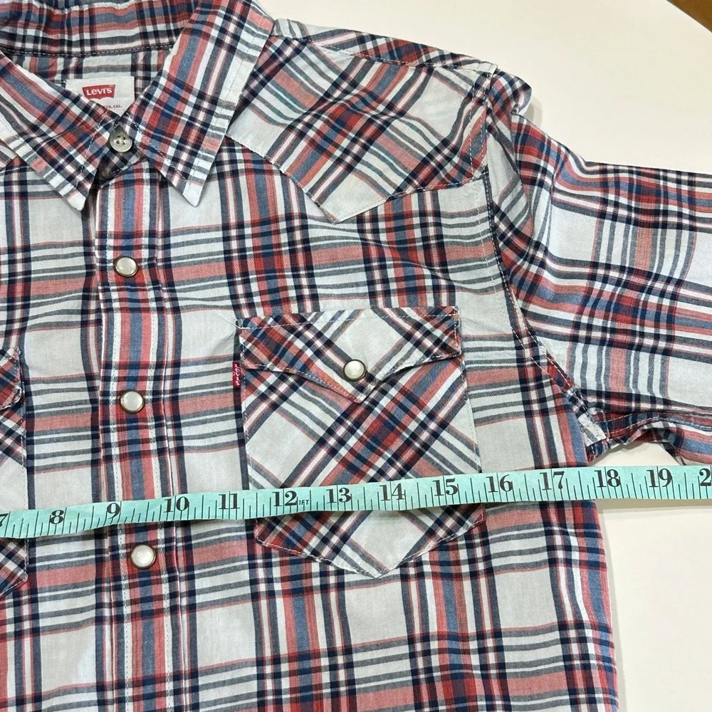 Levis Western‎ Pearl Snap Shirt Adult S Plaid Sawtooth Long Sleeve Cowboy Ranch